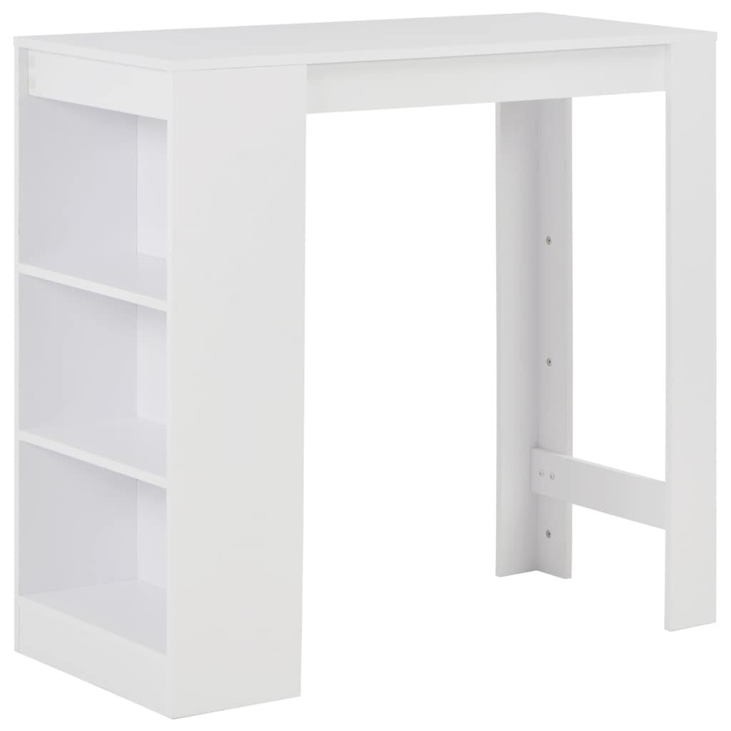 vidaXL Бар маса с рафт бяла 110x50x103 см