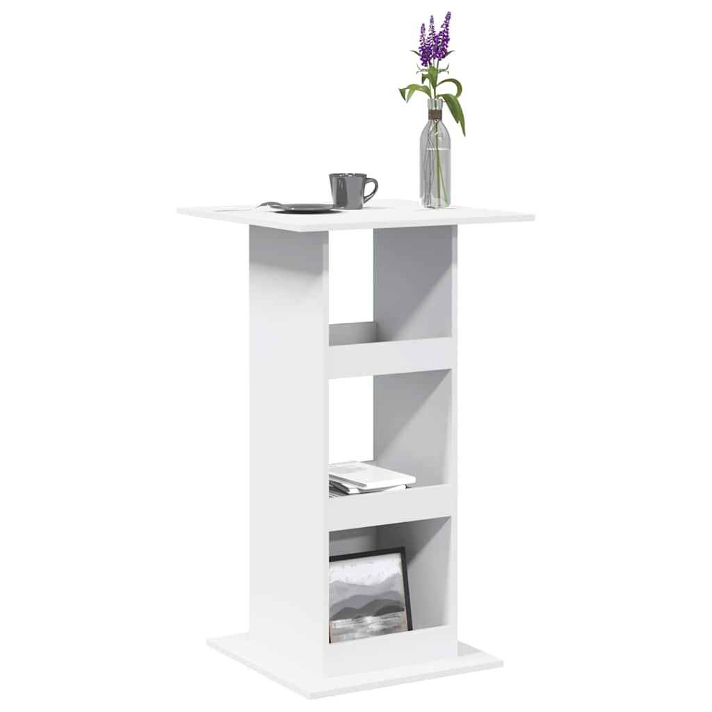 vidaXL Бар маса с рафт бяла 60x60x102 см инженерно дърво
