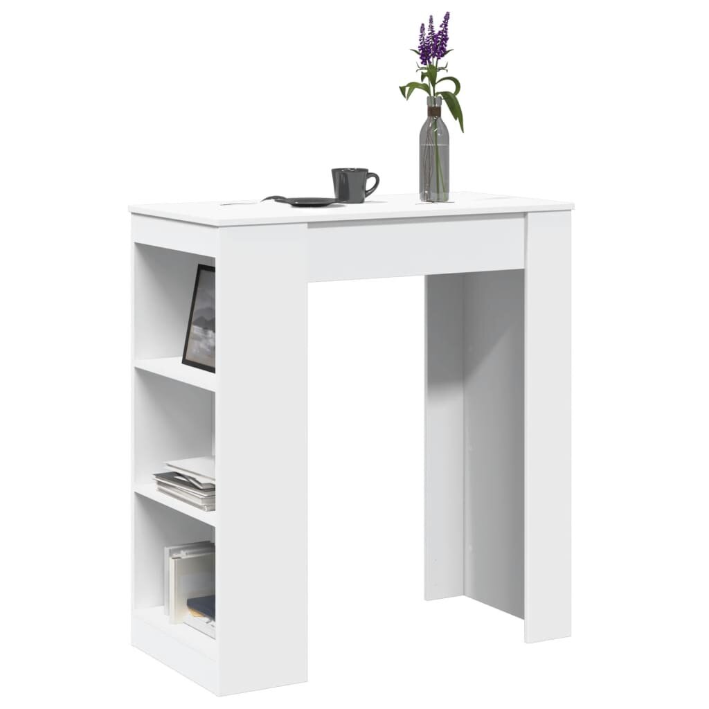 vidaXL Бар маса с рафтове бяла 95x47x1035 см инженерно дърво