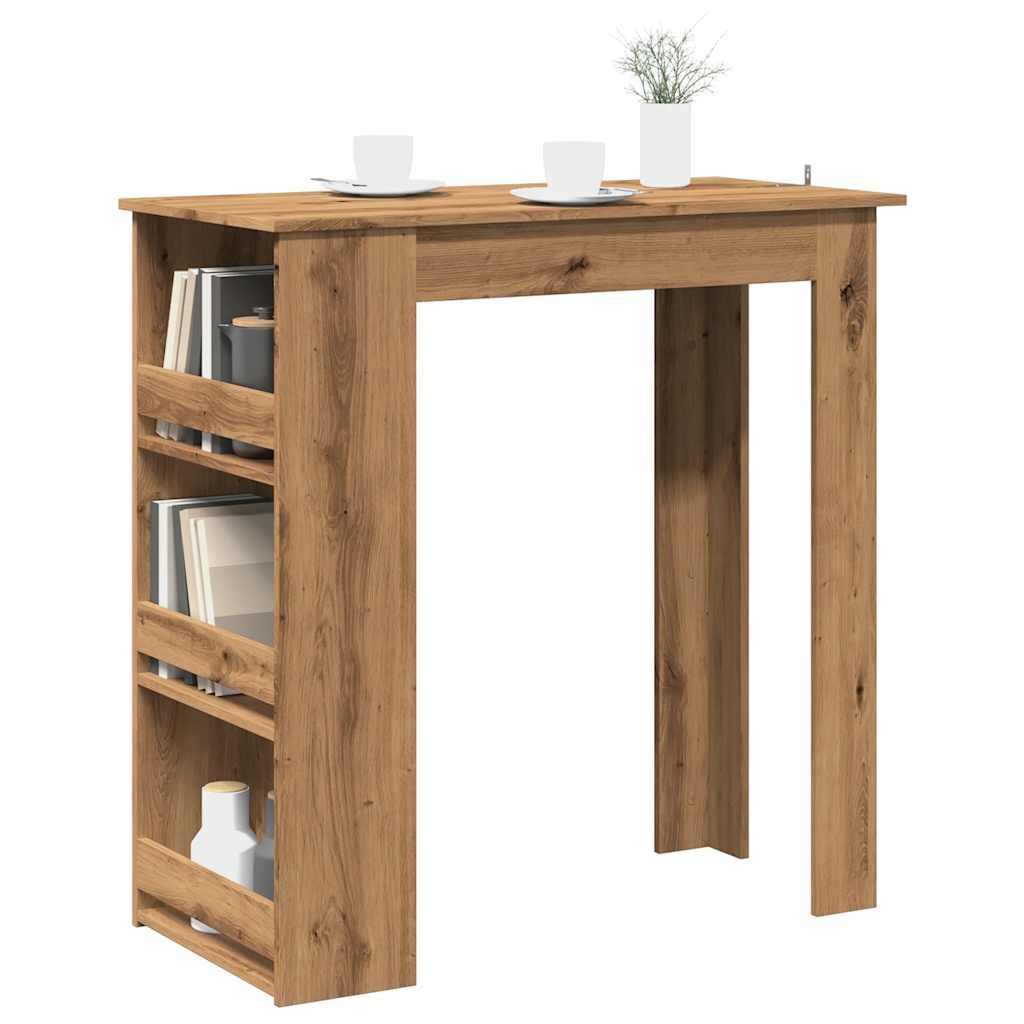 vidaXL Бар маса с рафтове дъб артизан 102x50x1035 см