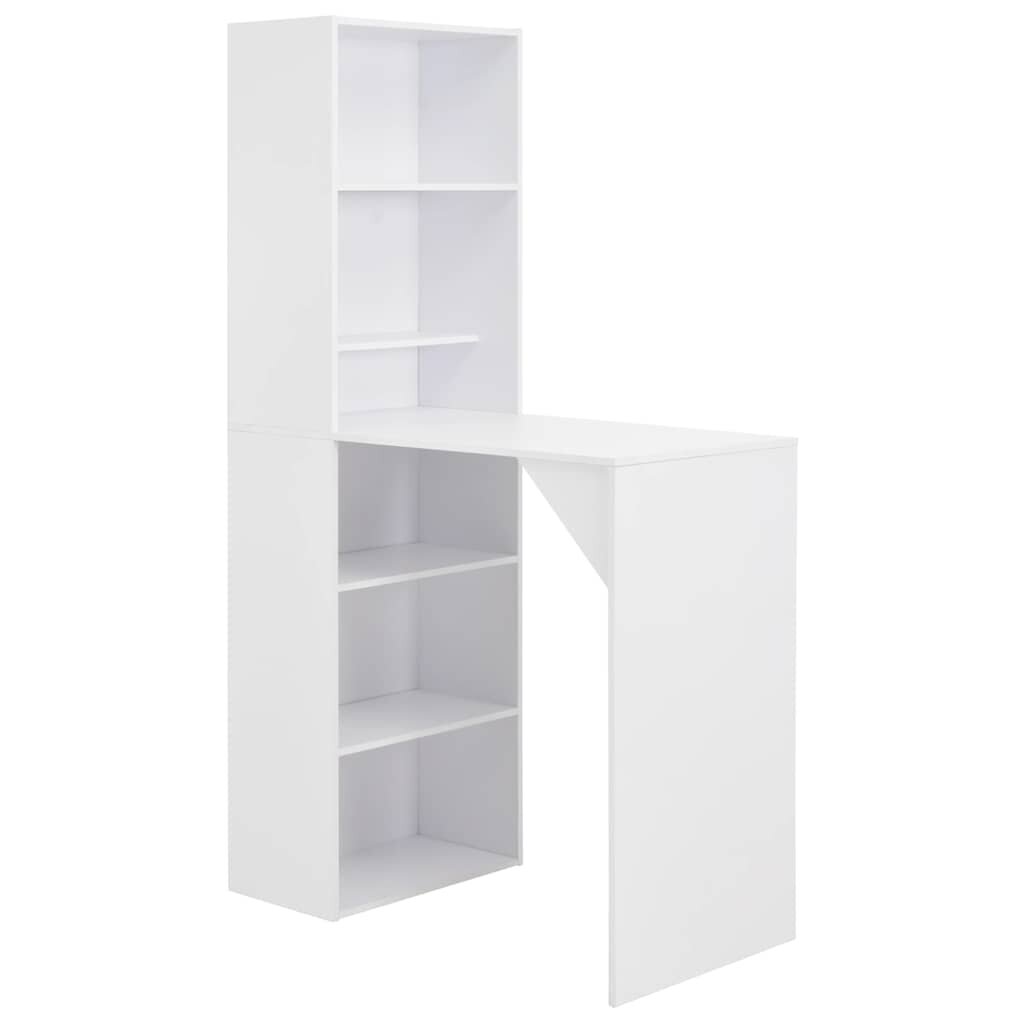 vidaXL Бар маса с шкаф бяла 115x59x200 см