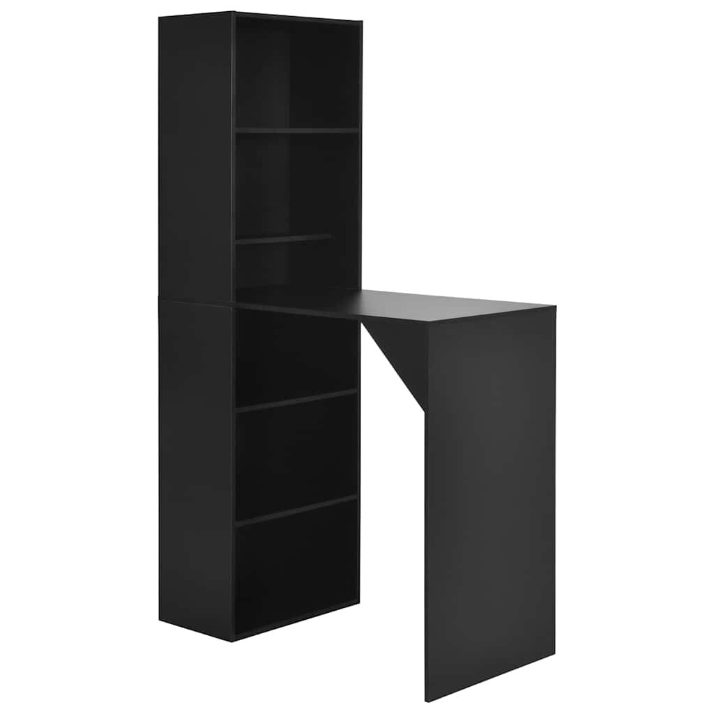 vidaXL Бар маса с шкаф черна 115x59x200 см