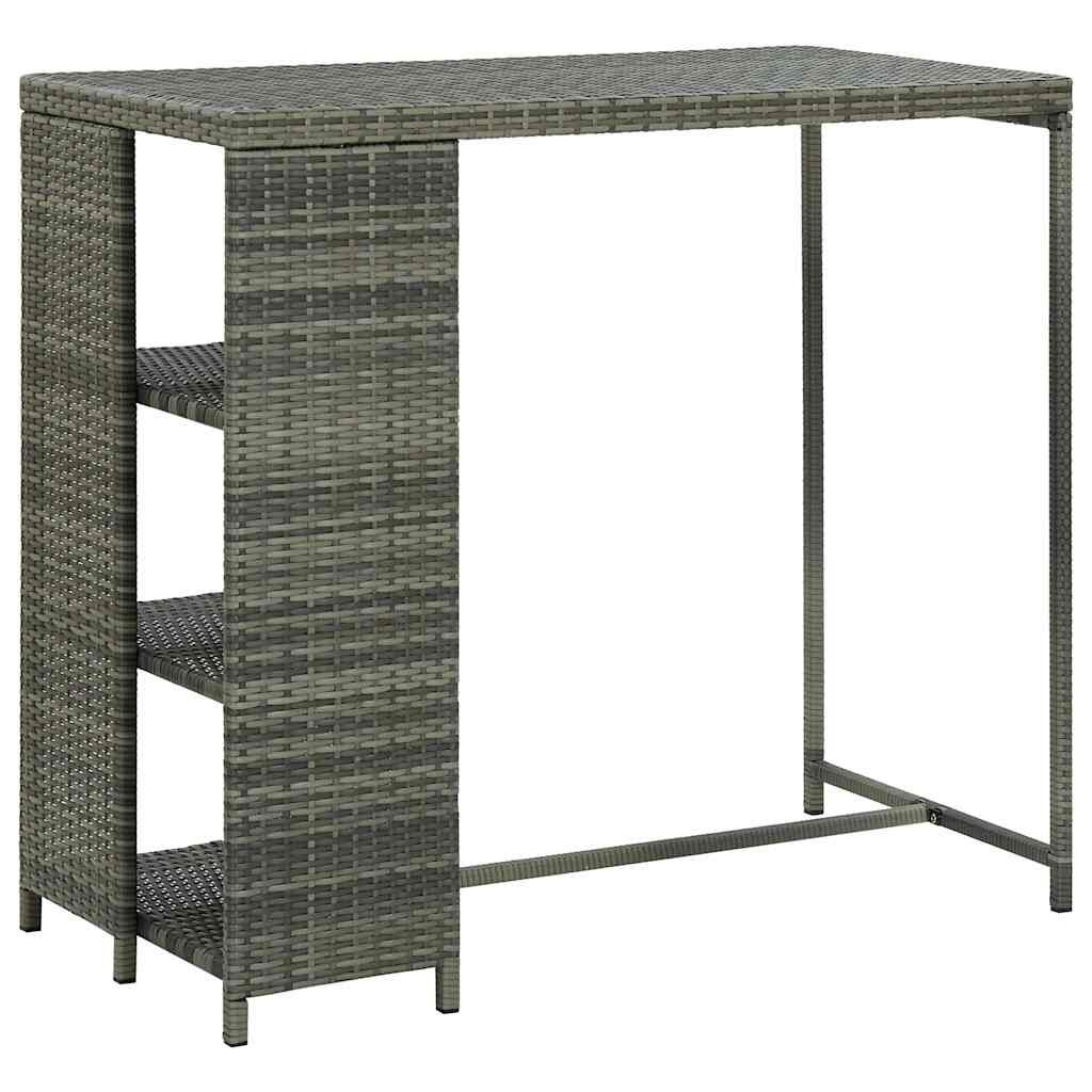 vidaXL Бар маса с шкаф за съхранение сива 120x60x110 см полиратан
