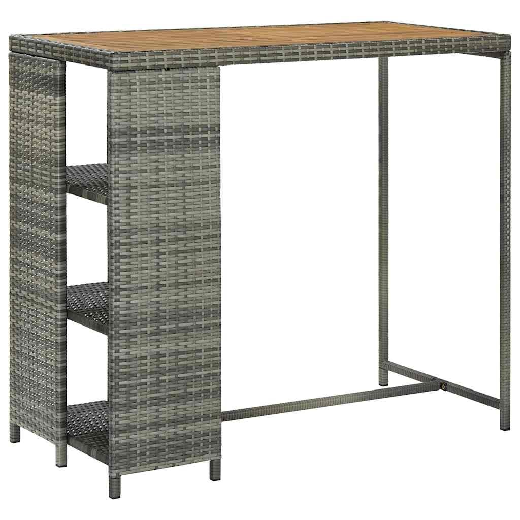 vidaXL Бар маса с шкаф за съхранение сива 120x60x110 см полиратан