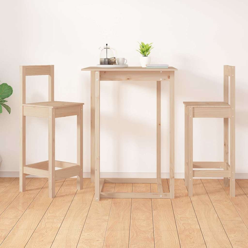 vidaXL Бар столове 2 бр 40x415x112 см борово дърво масив