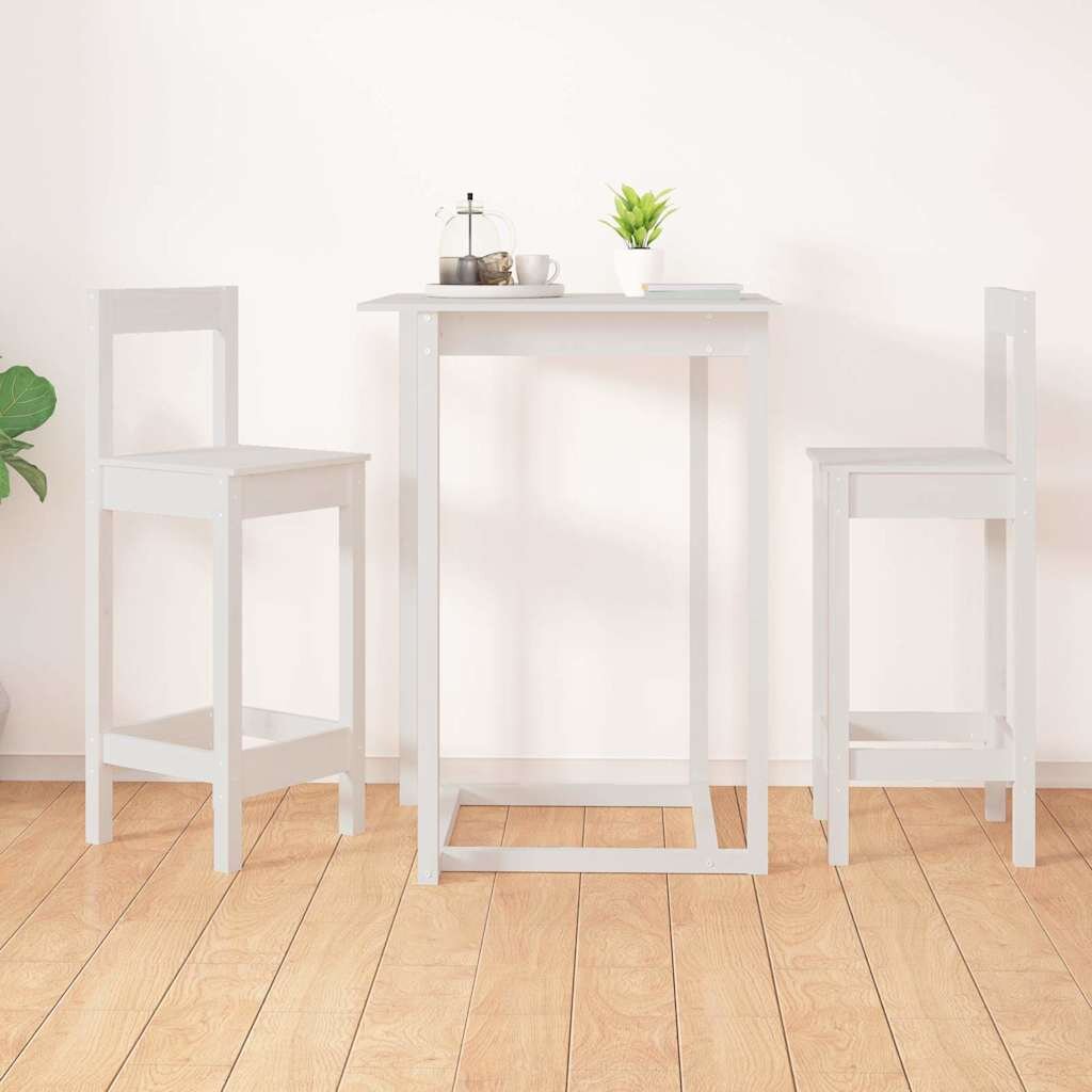 vidaXL Бар столове 2 бр бели 40x415x112 см борово дърво масив