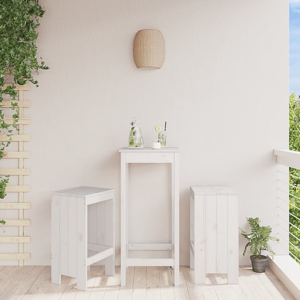 vidaXL Бар табуретки 2 бр бели 40x36x75 см борово дърво масив
