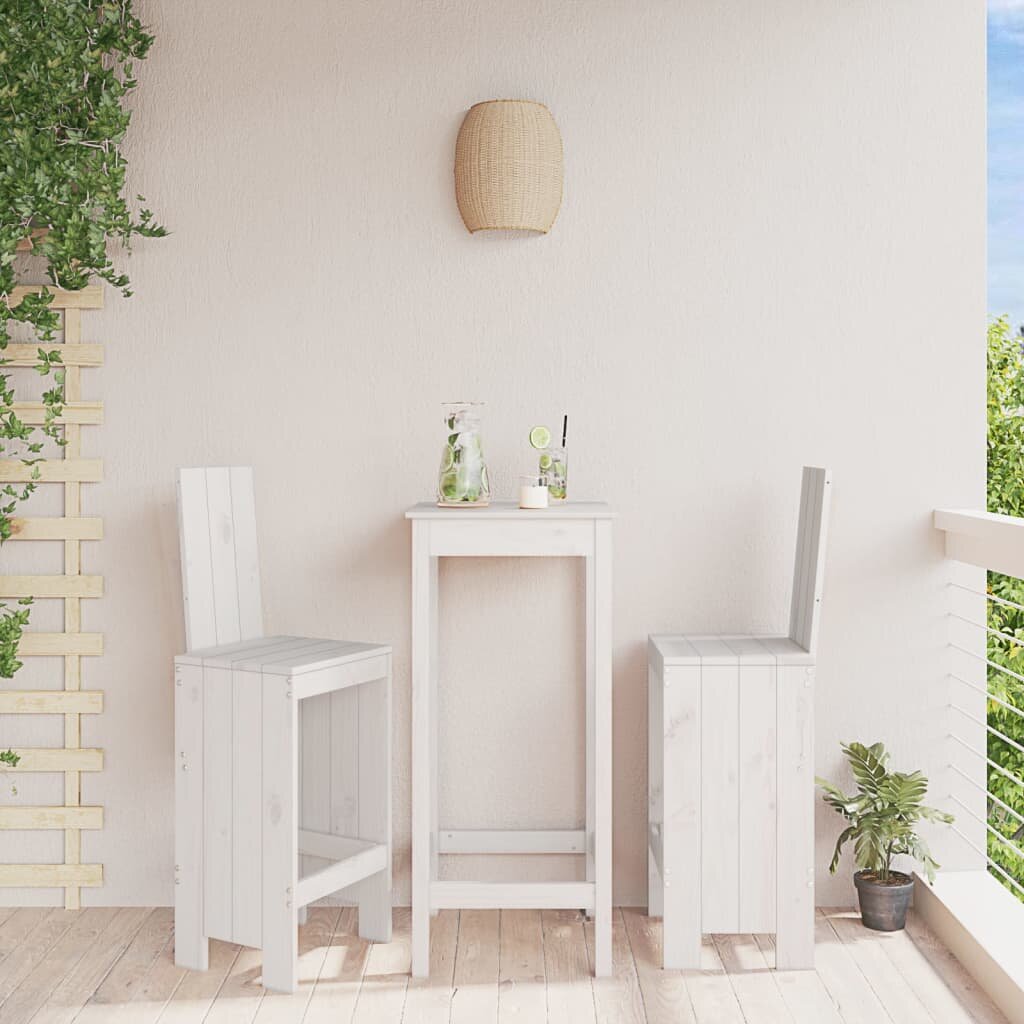 vidaXL Бар табуретки 2 бр бели 40x42x120 см борово дърво масив