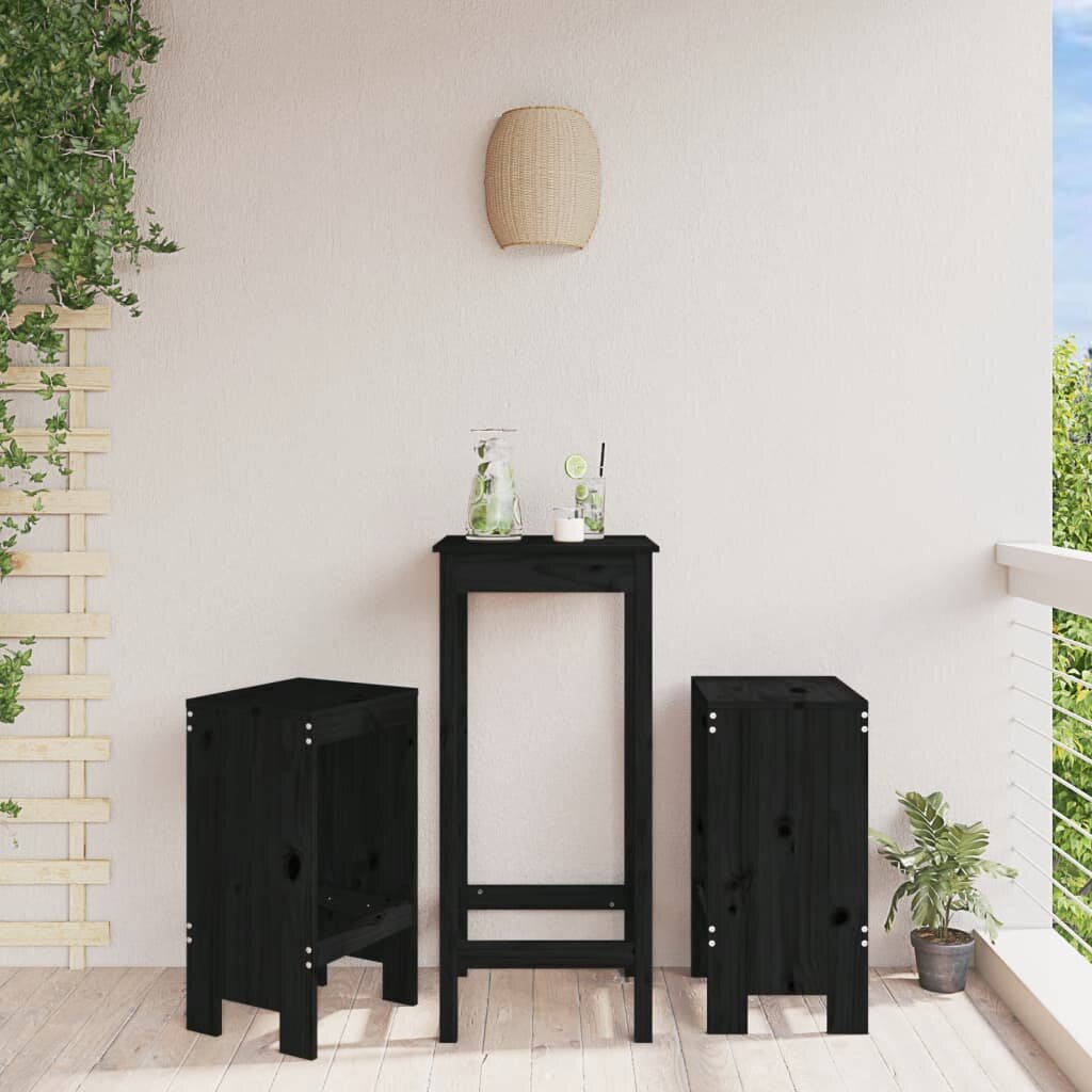 vidaXL Бар табуретки 2 бр черни 40x36x75 см борово дърво масив
