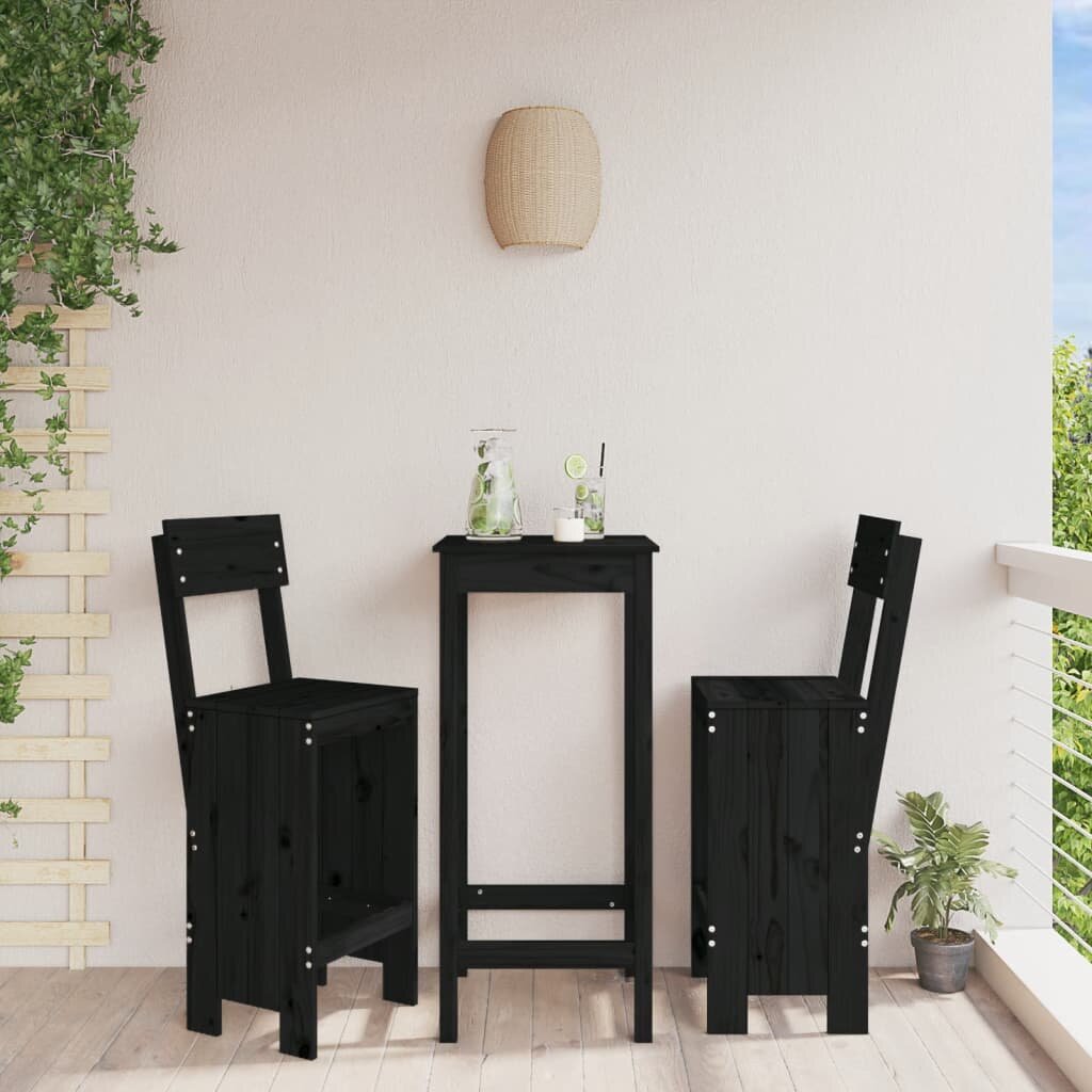 vidaXL Бар табуретки 2 бр черни 40x485x1155 см борово дърво масив
