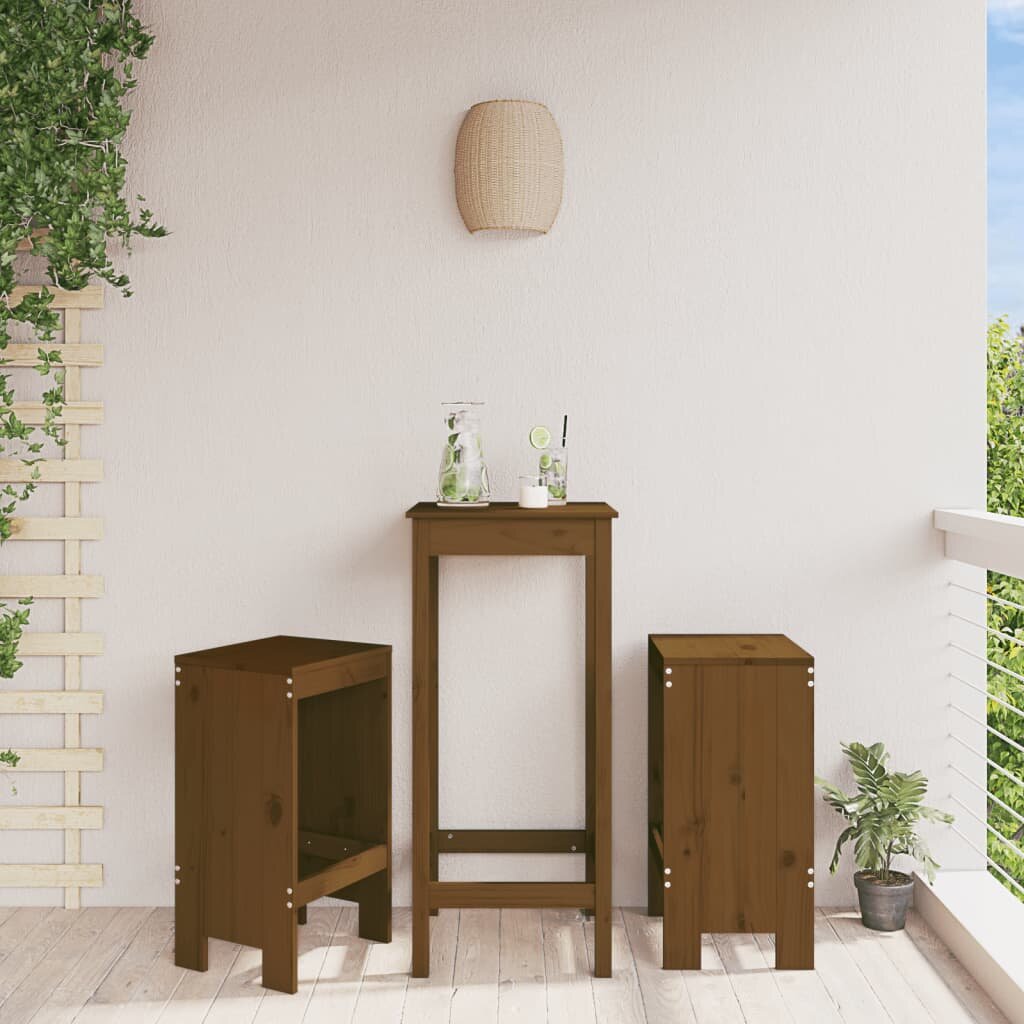 vidaXL Бар табуретки 2 бр меденокафяви 40x36x75 см бор масив