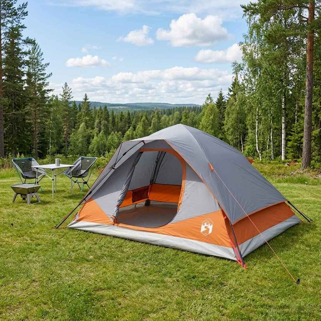 vidaXL Бърза палатка с покрив Сив и оранжев 305 x 215 x 140 см