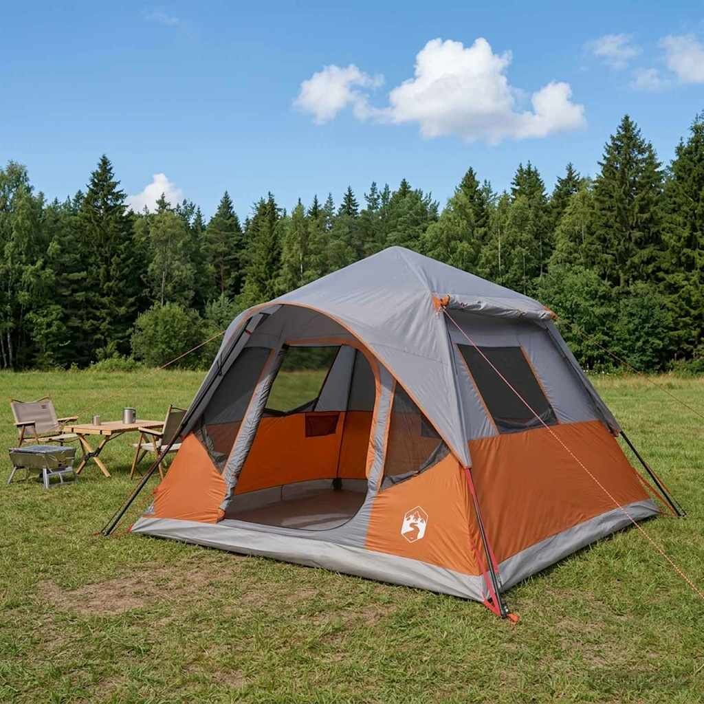 vidaXL Бърза палатка с покрив Сив и оранжев 305 x 275 x 190 см