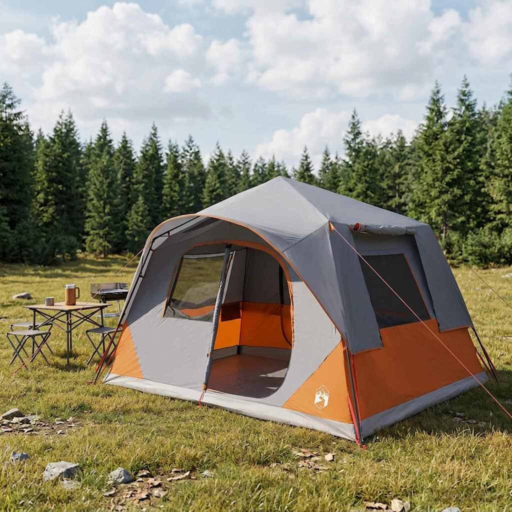 vidaXL Бърза палатка с покрив Сив и оранжев 365 x 380 x 200 см