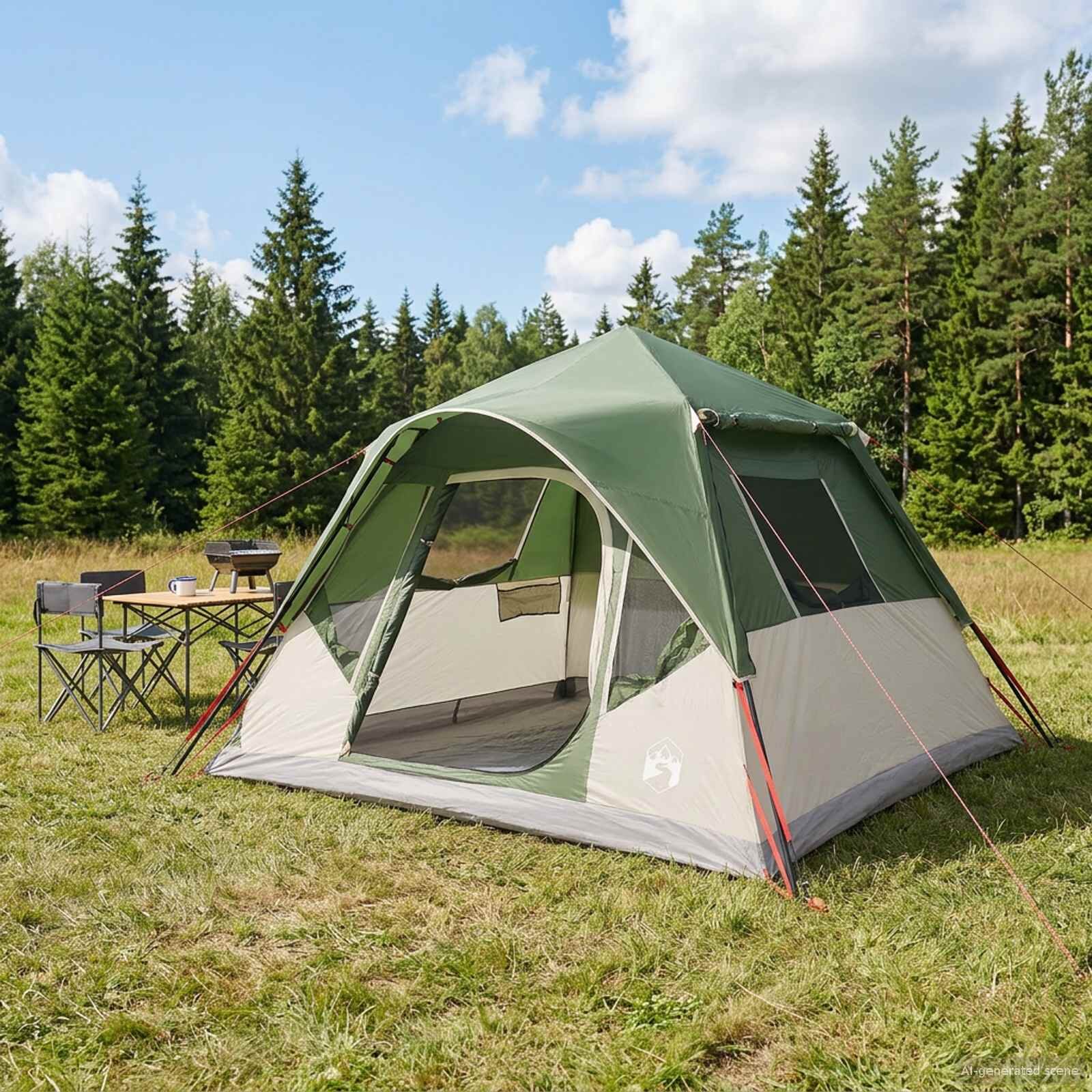 vidaXL Бърза палатка Зелено 305 x 275 x 190 см Полиестер и стомана
