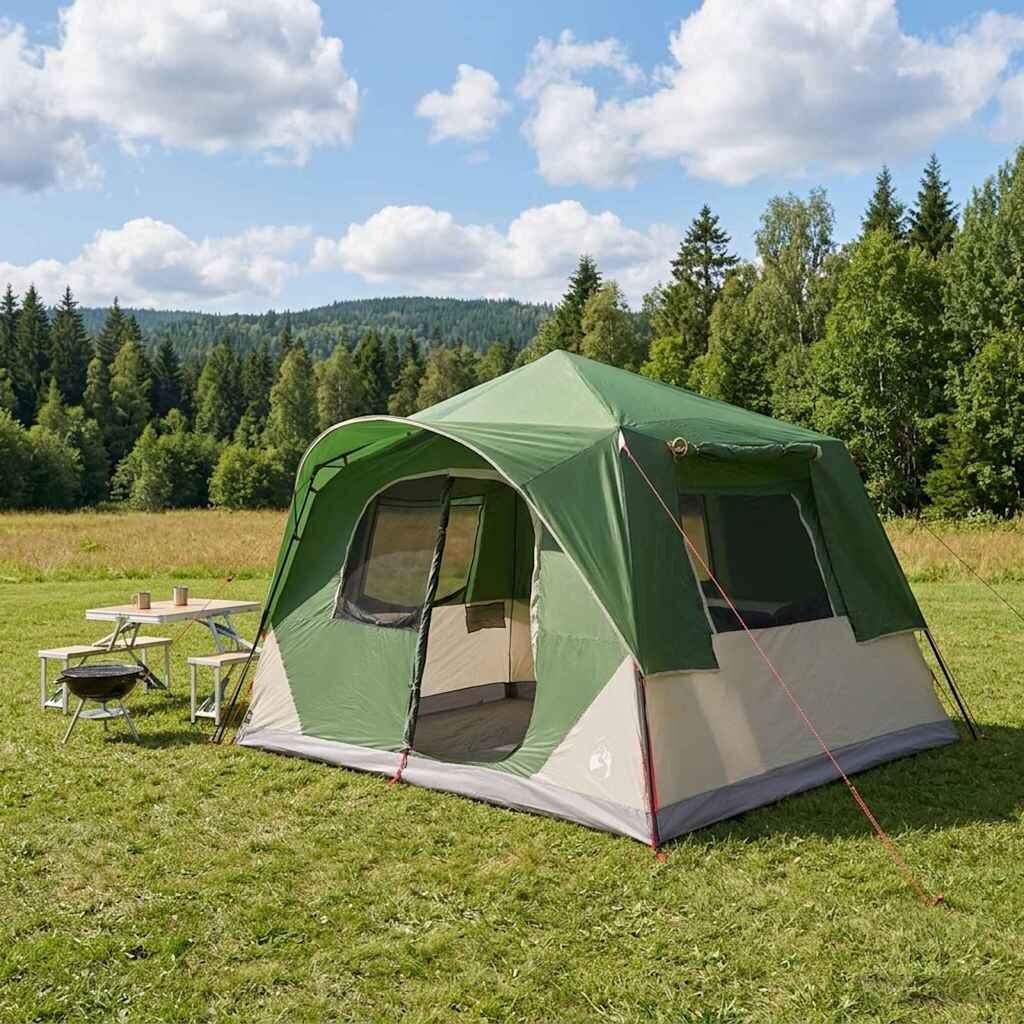 vidaXL Бърза палатка Зелено 365 x 380 x 200 см Полиестер и стомана