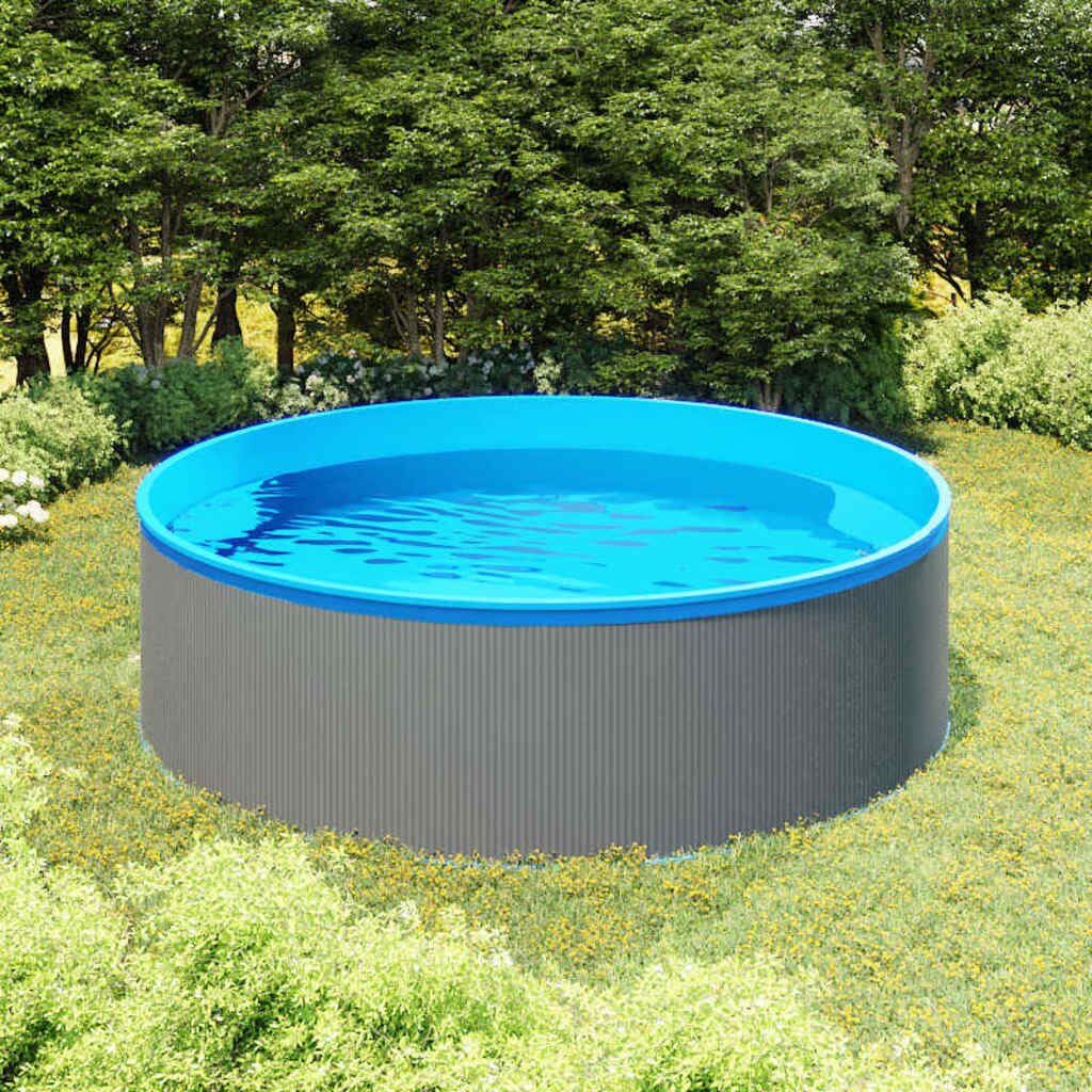 vidaXL Басейн с линер 350x90 см сив