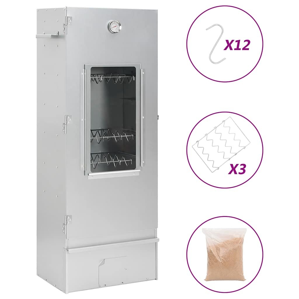 vidaXL BBQ опушвач с дървесен чипс 445x29x110 см поцинкована стомана