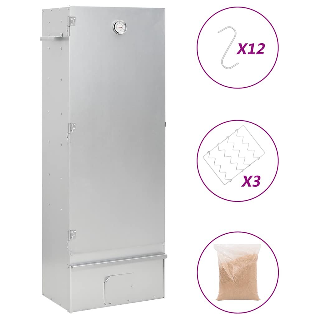 vidaXL BBQ опушвач с дървесен чипс 445x29x110 см поцинкована стомана