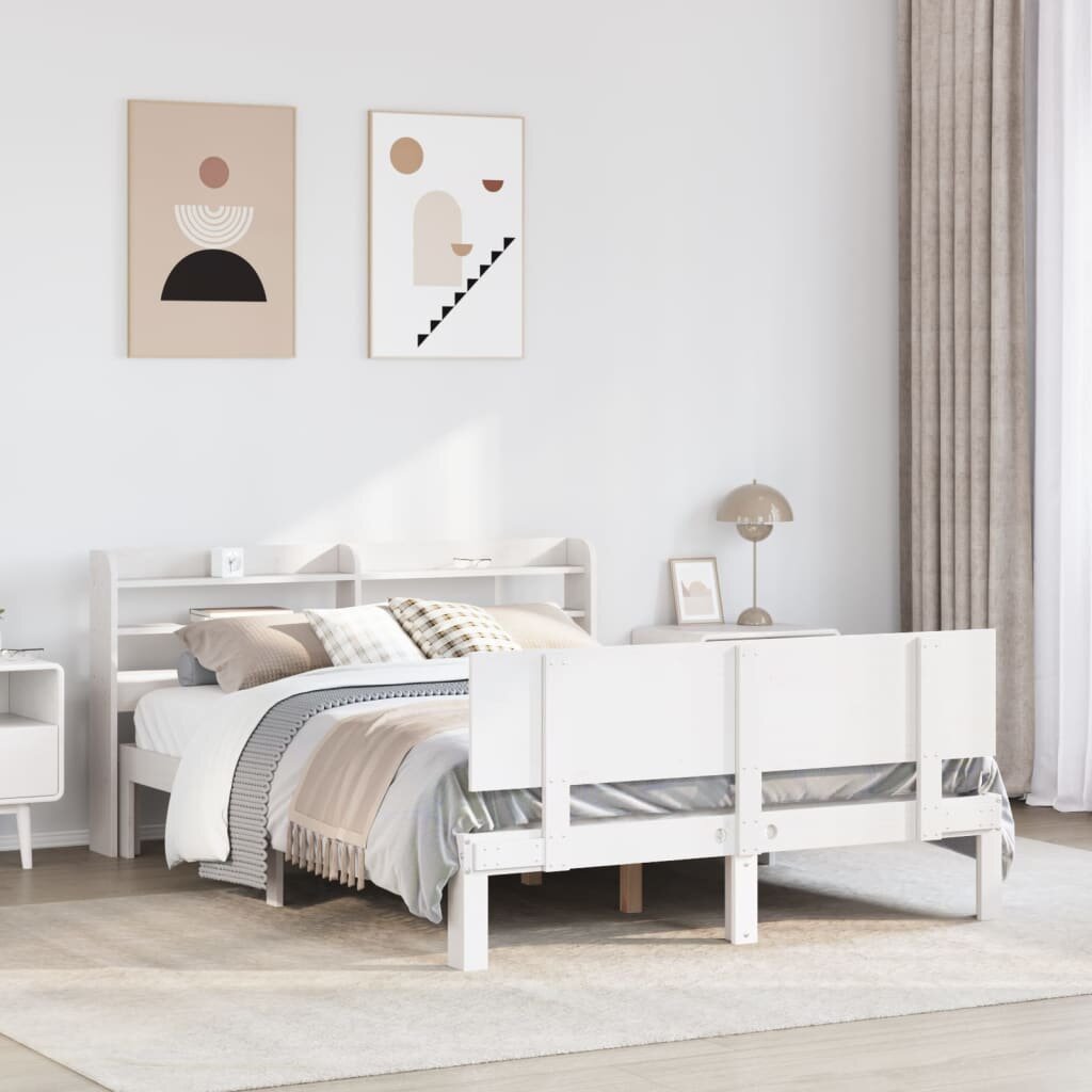 vidaXL Bed Frame 2 бр. Бяло 150 x 200 cm Solid Pine Wood Plywood