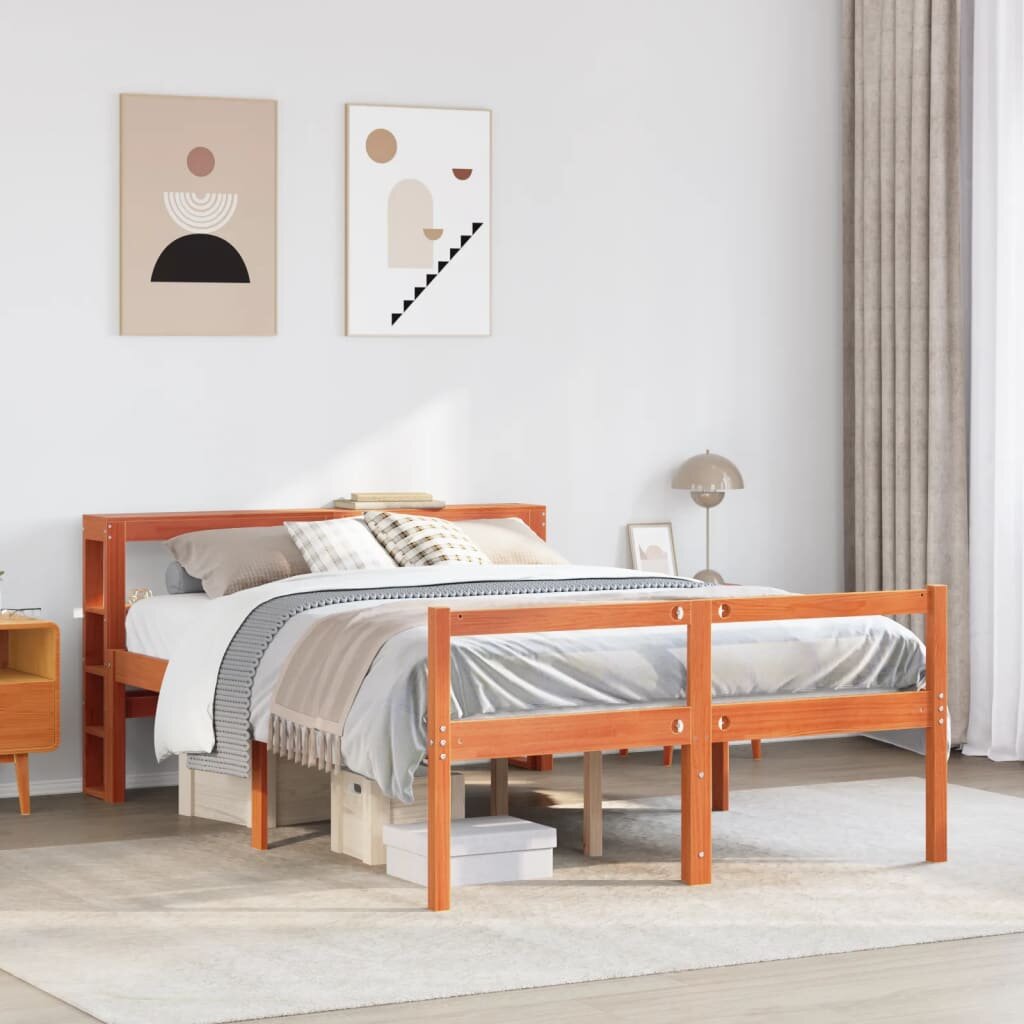 vidaXL Bed Frame 2 бр. Восъчнокафяво 135 x 190 cm