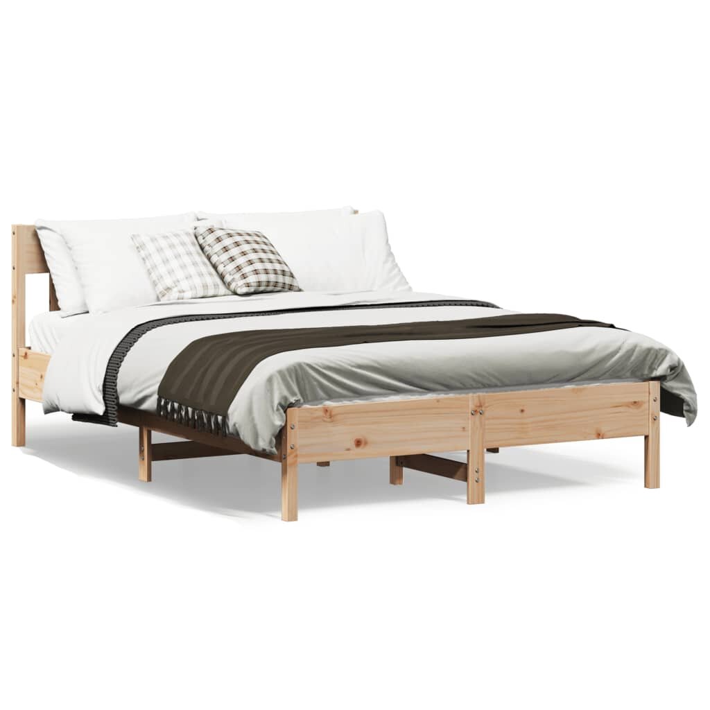 vidaXL Bed Frame Natural 140 x 190 cm Solid Pine Wood