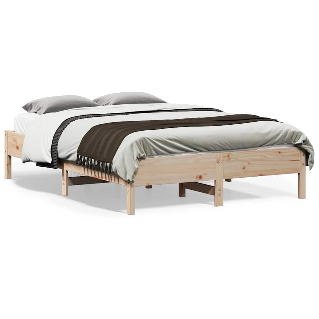 vidaXL Bed Frame Натурално 140 x 190 cm Solid Pine Wood