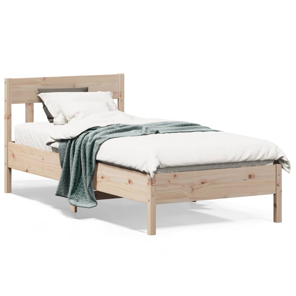 vidaXL Bed Frame Натурално 90 x 190 cm Solid Pine Wood Plywood