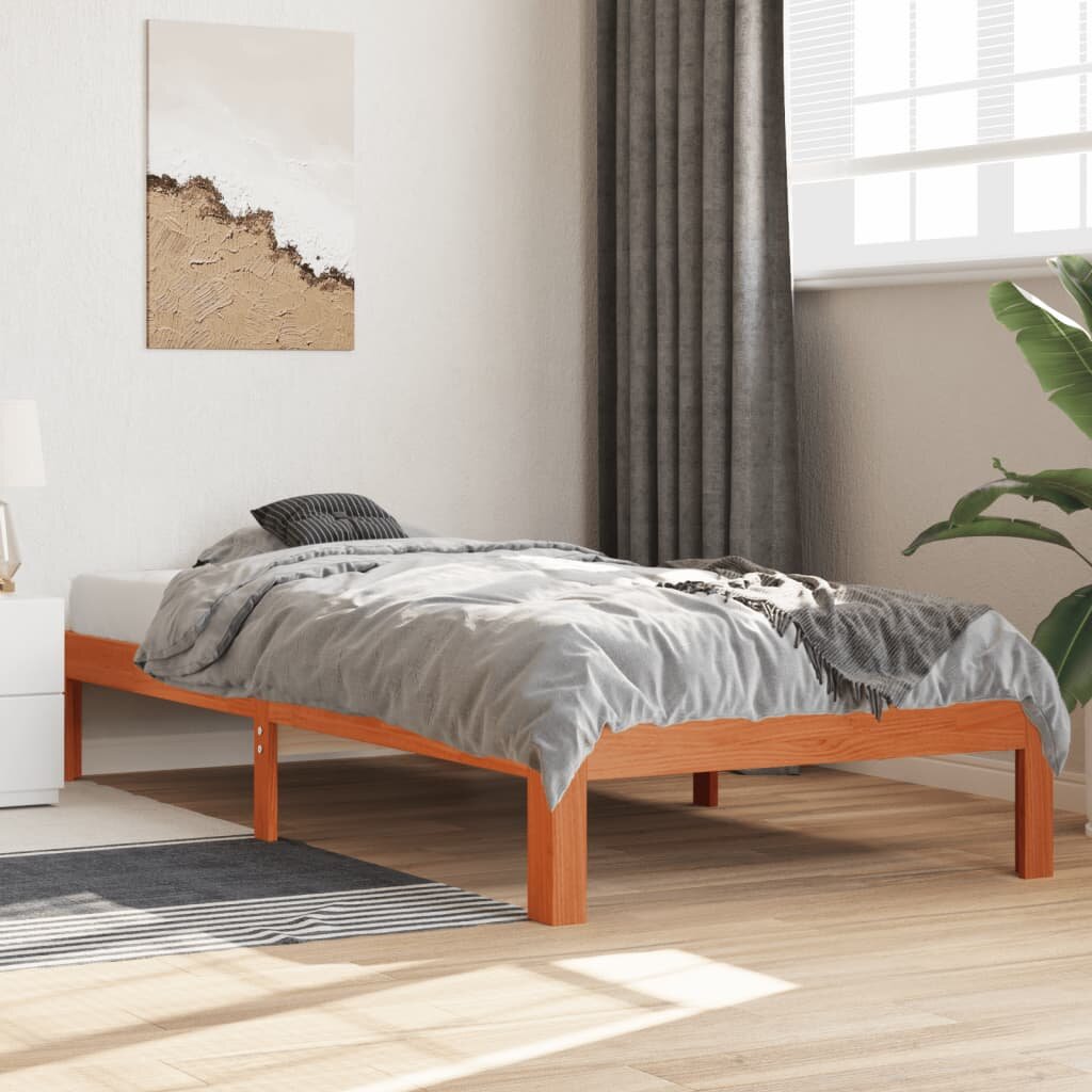 vidaXL Bed Frame Восъчнокафяво 100 x 200 cm Solid pine wood