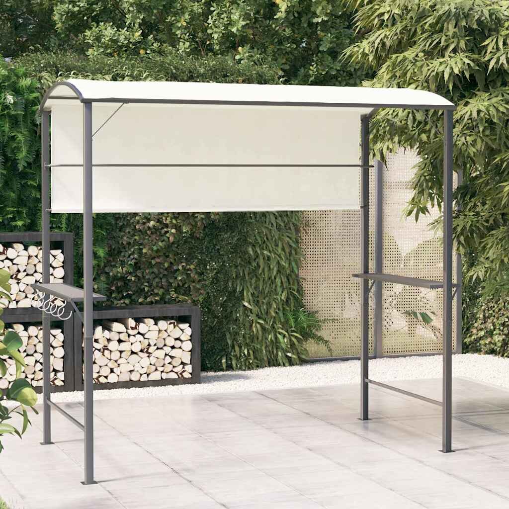 vidaXL Беседка с покрив 220x110x200 см кремава