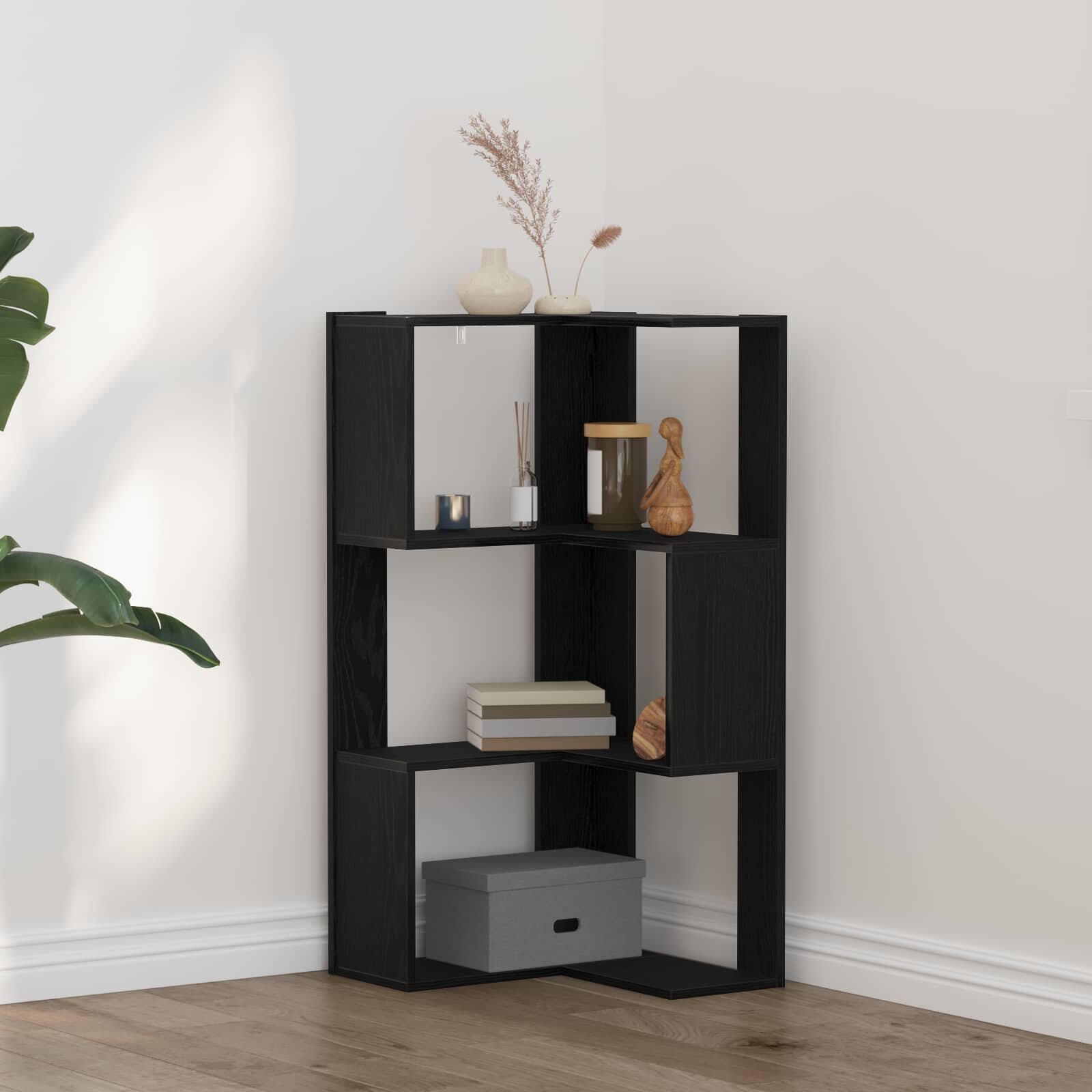 vidaXL Библиотека 3 нива 50 x 50 x 102 см Черния дъб