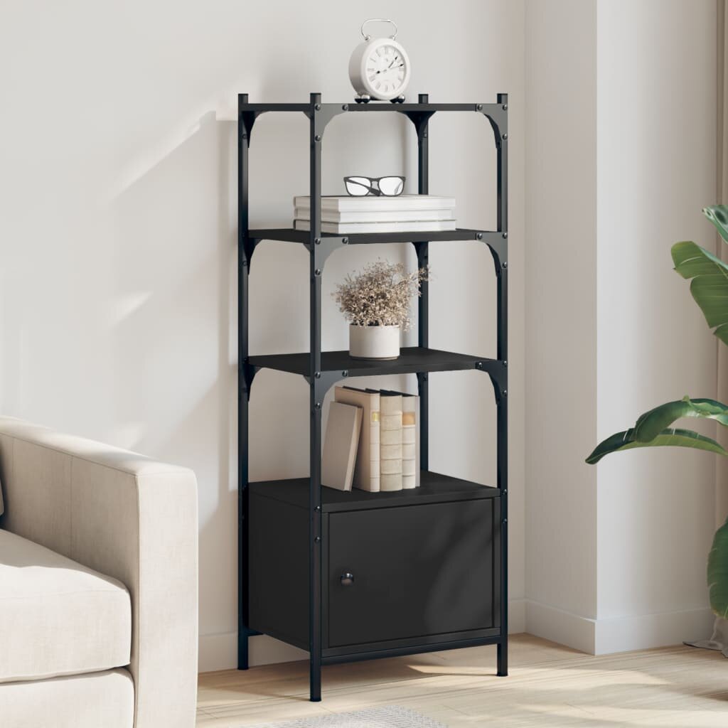 vidaXL Библиотека 3 рафта черна 41x30x1095 см инженерно дърво