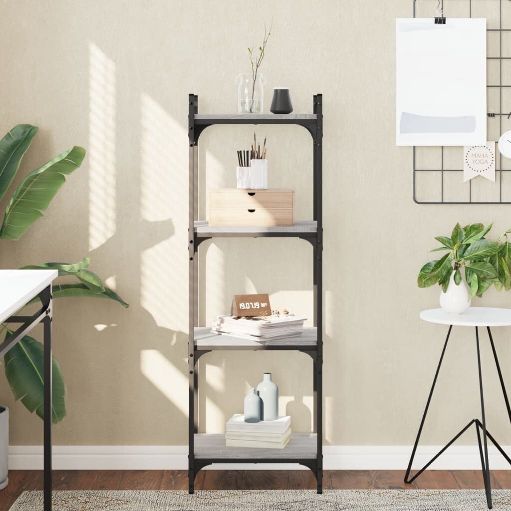 vidaXL Библиотека 4 рафта сив сонома 40x30x120 см инженерно дърво