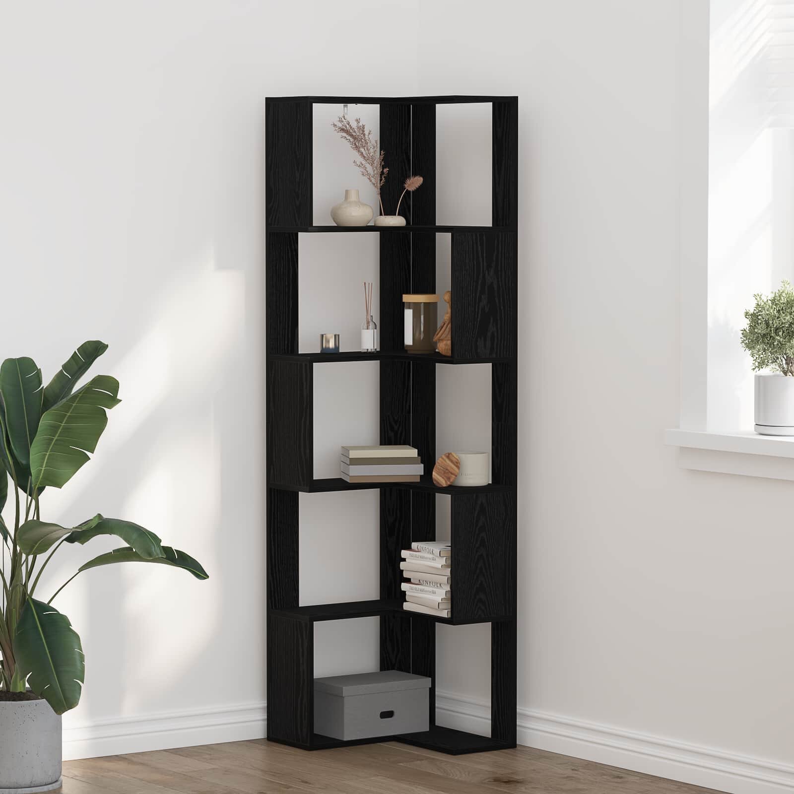 vidaXL Библиотека 5 нива 50 x 50 x 179 см Черния дъб
