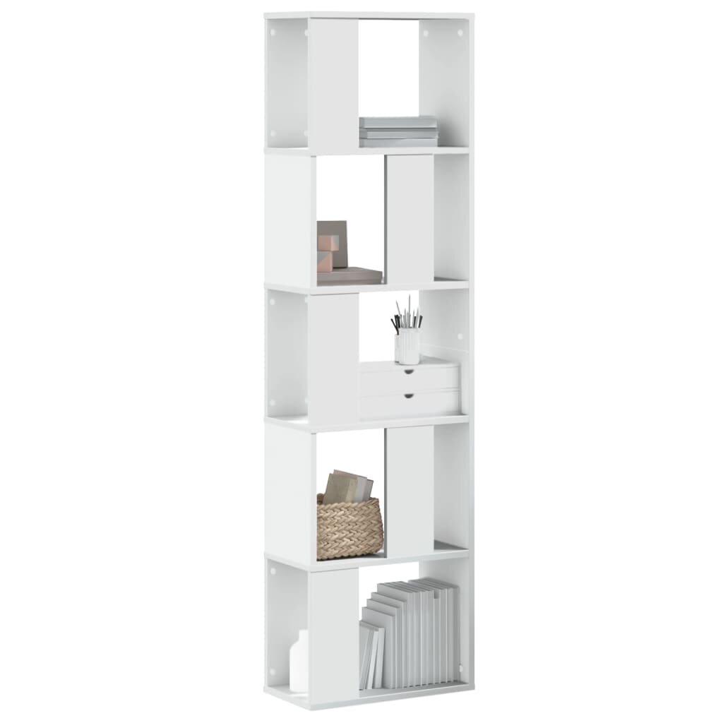 vidaXL Библиотека 5 рафта бяла 45x235x1625 см инженерно дърво
