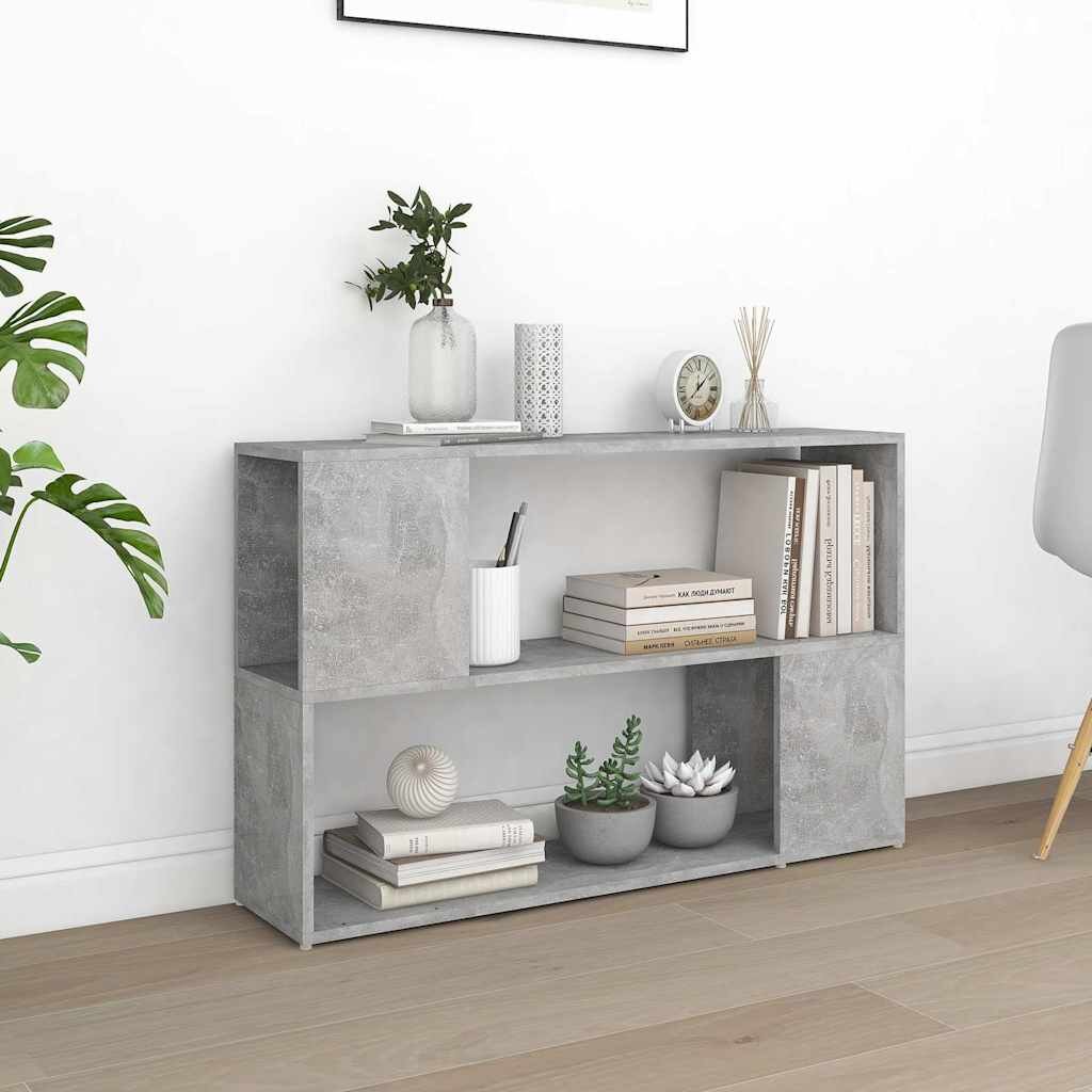vidaXL Библиотека бетонно сива 100x24x63 см инженерно дърво