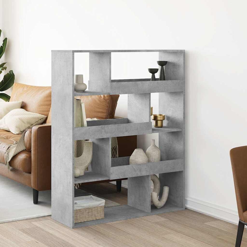 vidaXL Библиотека бетонно сива 100x33x1255 см инженерно дърво