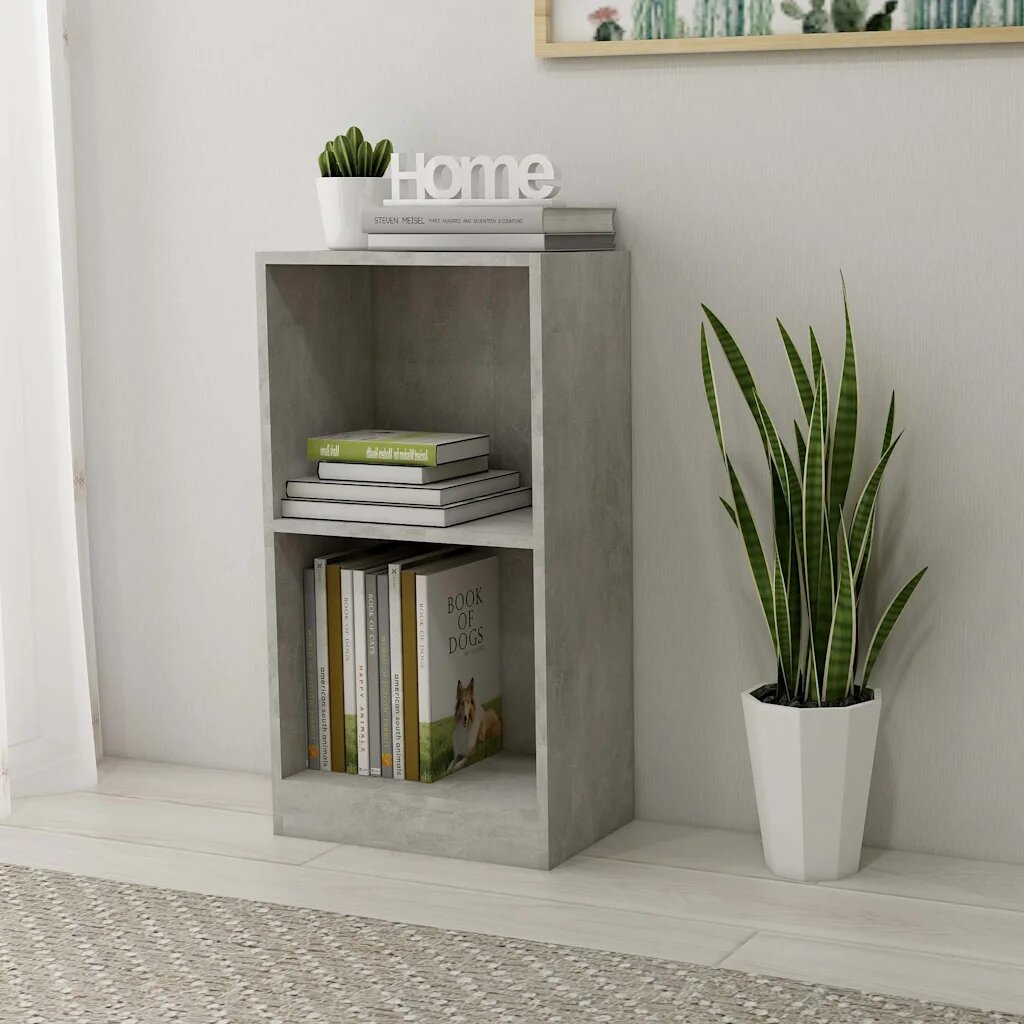 vidaXL Библиотека бетонно сива 40x24x75 см инженерно дърво