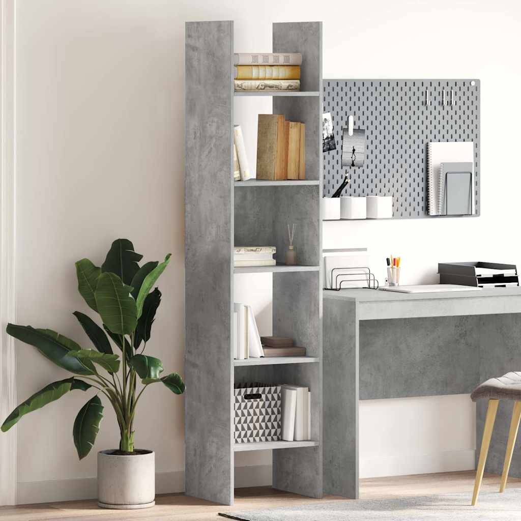 vidaXL Библиотека бетонно сива 40x35x180 см инженерно дърво