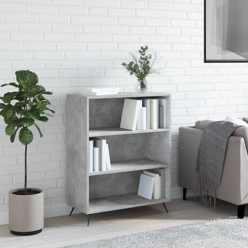 vidaXL Библиотека бетонно сива 695x325x90 см инженерно дърво