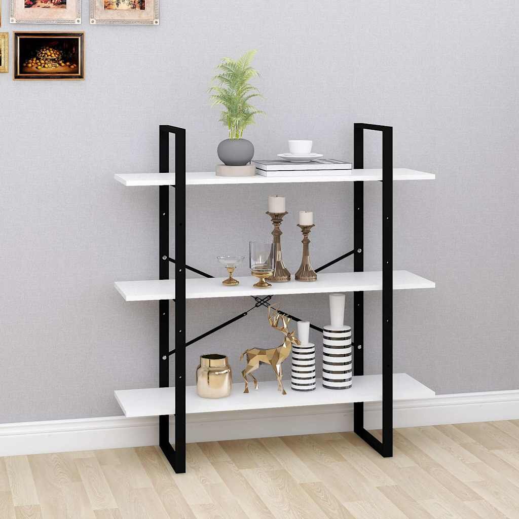 vidaXL Библиотека бял 100x30x105 см инженерно дърво