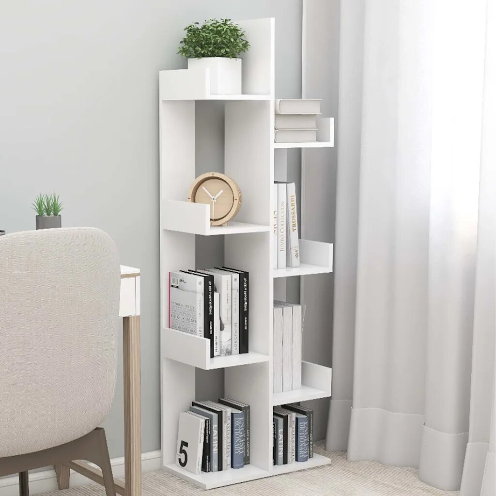 vidaXL Библиотека бяла 48x255x140 см инженерно дърво