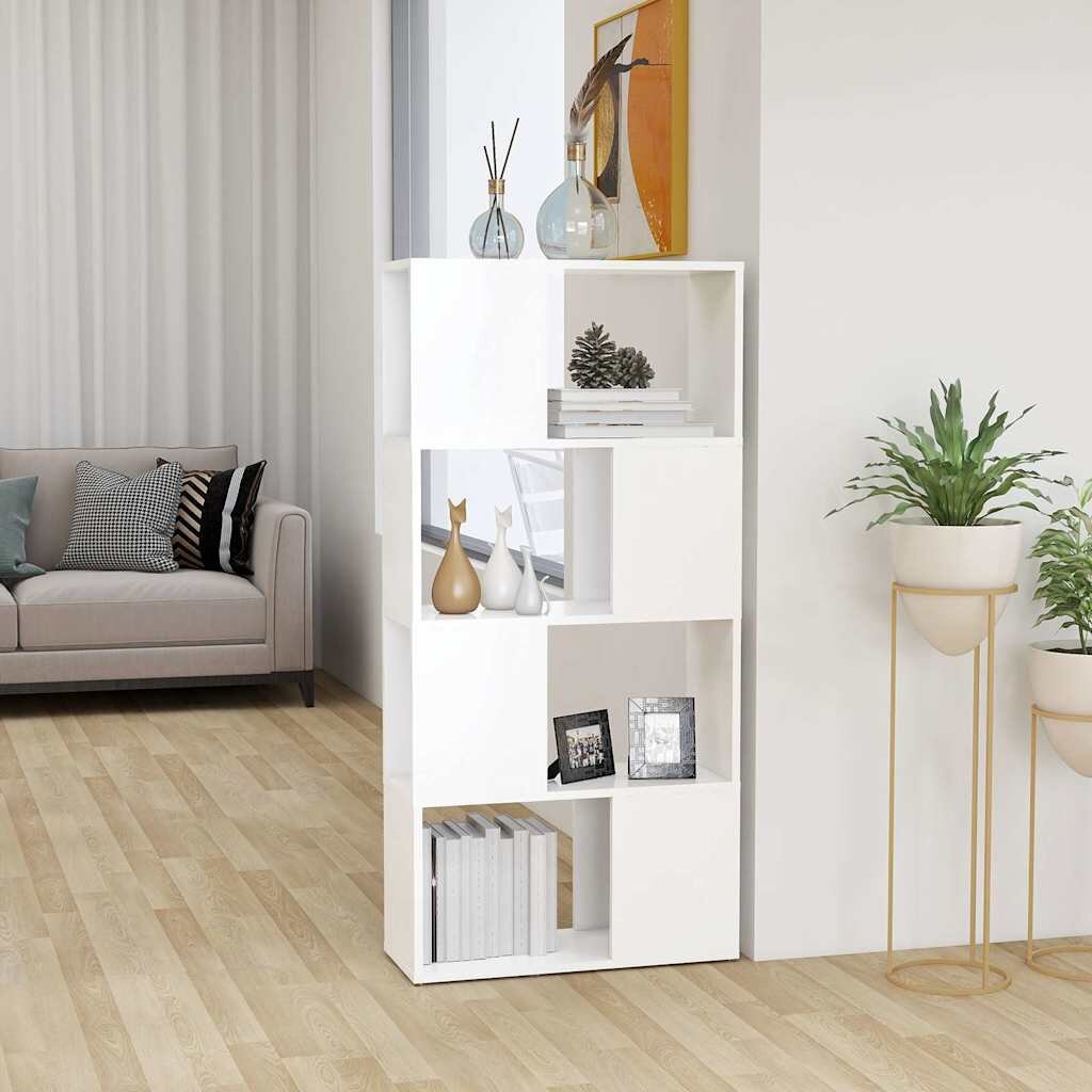 vidaXL Библиотека бяла 60x24x1245 см инженерно дърво