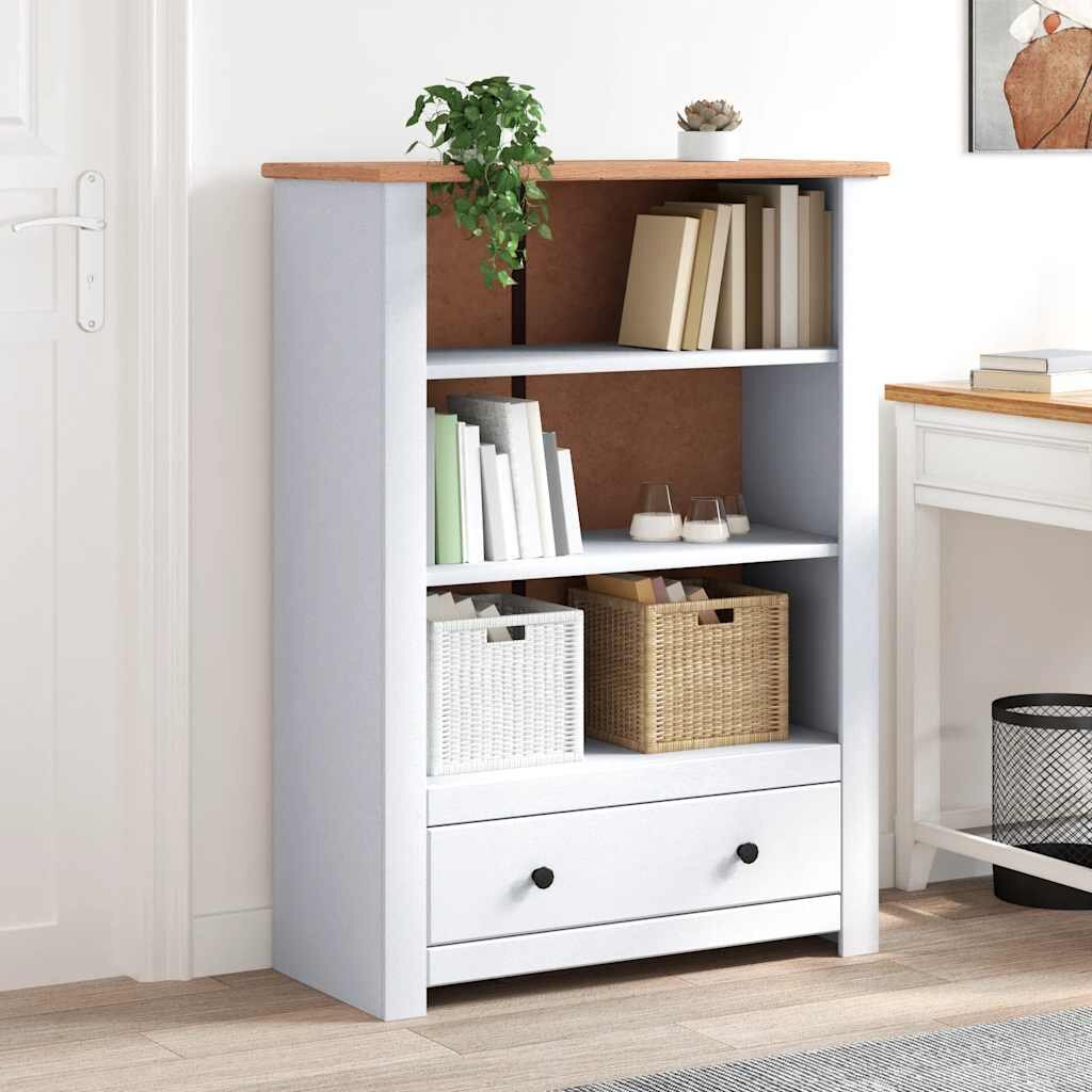 vidaXL Библиотека бяла 80x35x110 см бор масив Panama Range