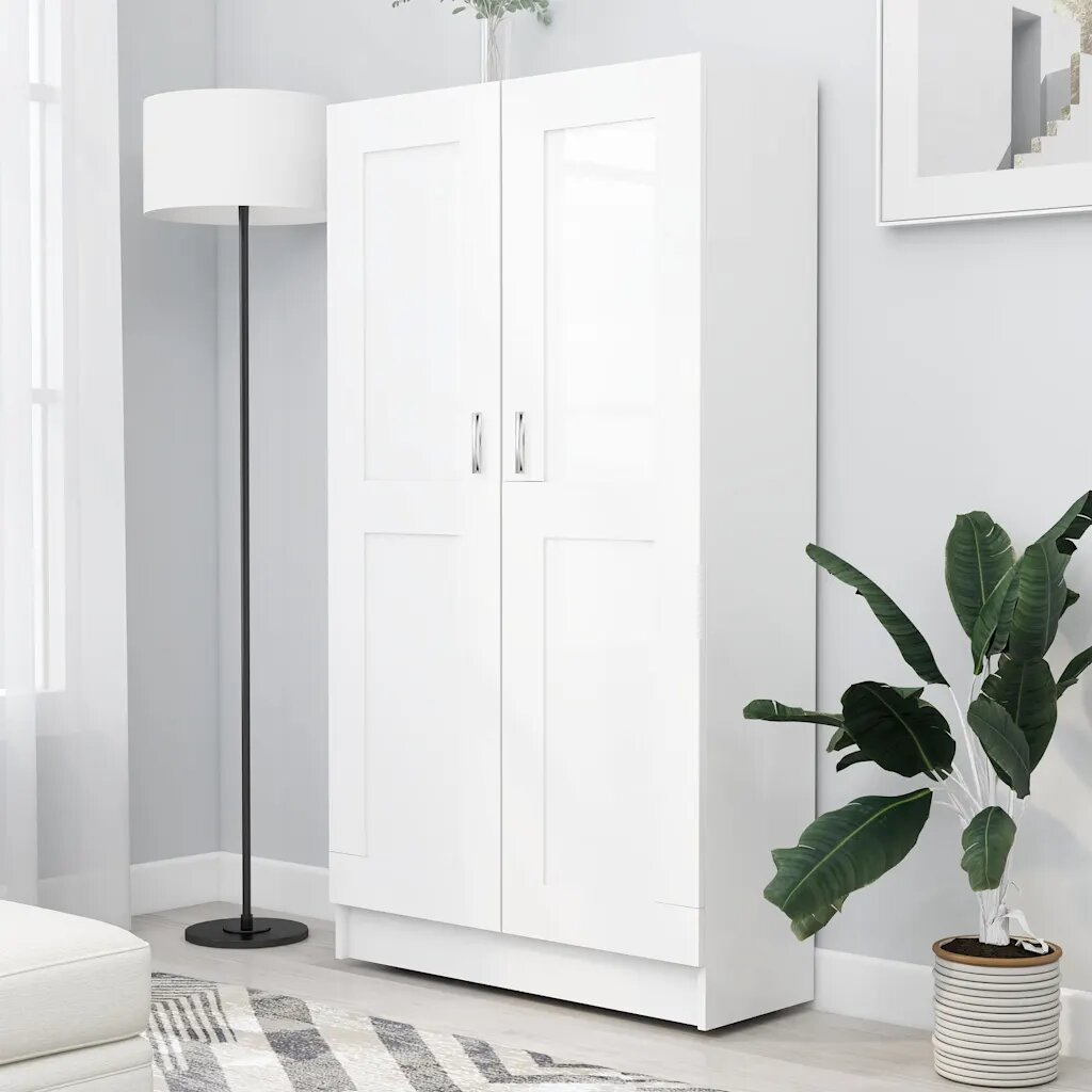 vidaXL Библиотека бяла 825x305x150 см инженерно дърво