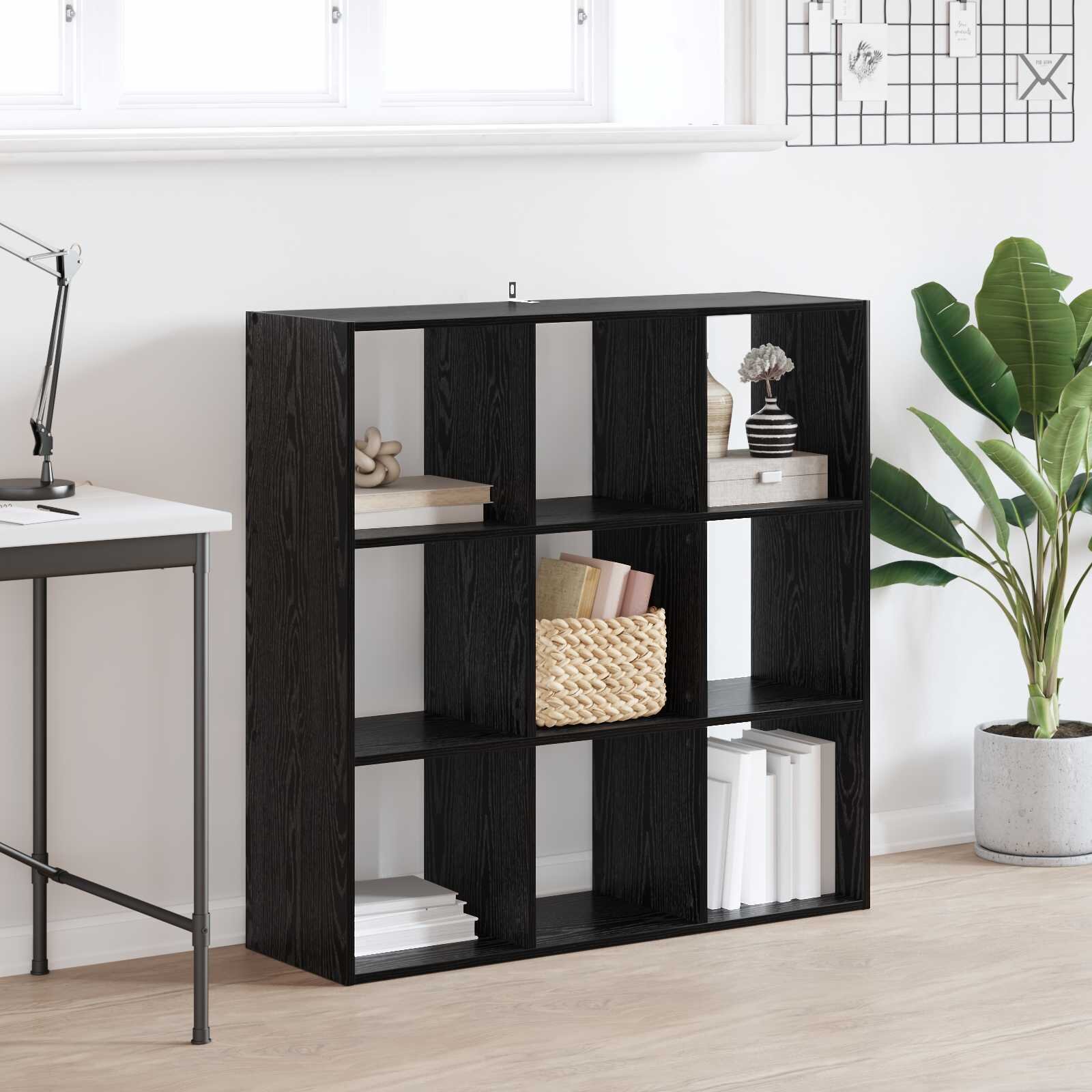 vidaXL Библиотека Черен дъб 102 x 32 x 102 см