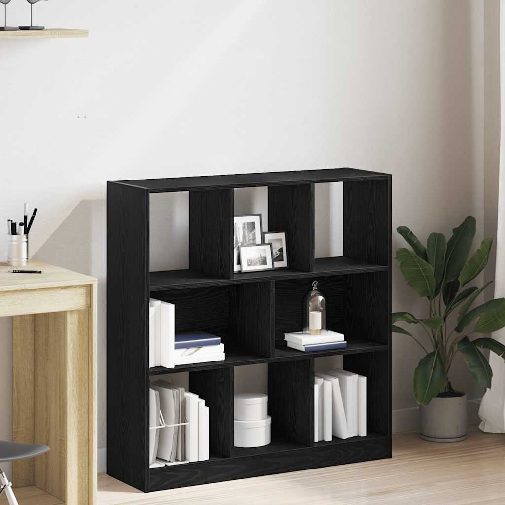 vidaXL Библиотека Черен дъб 975x295x100 см инженерно дърво