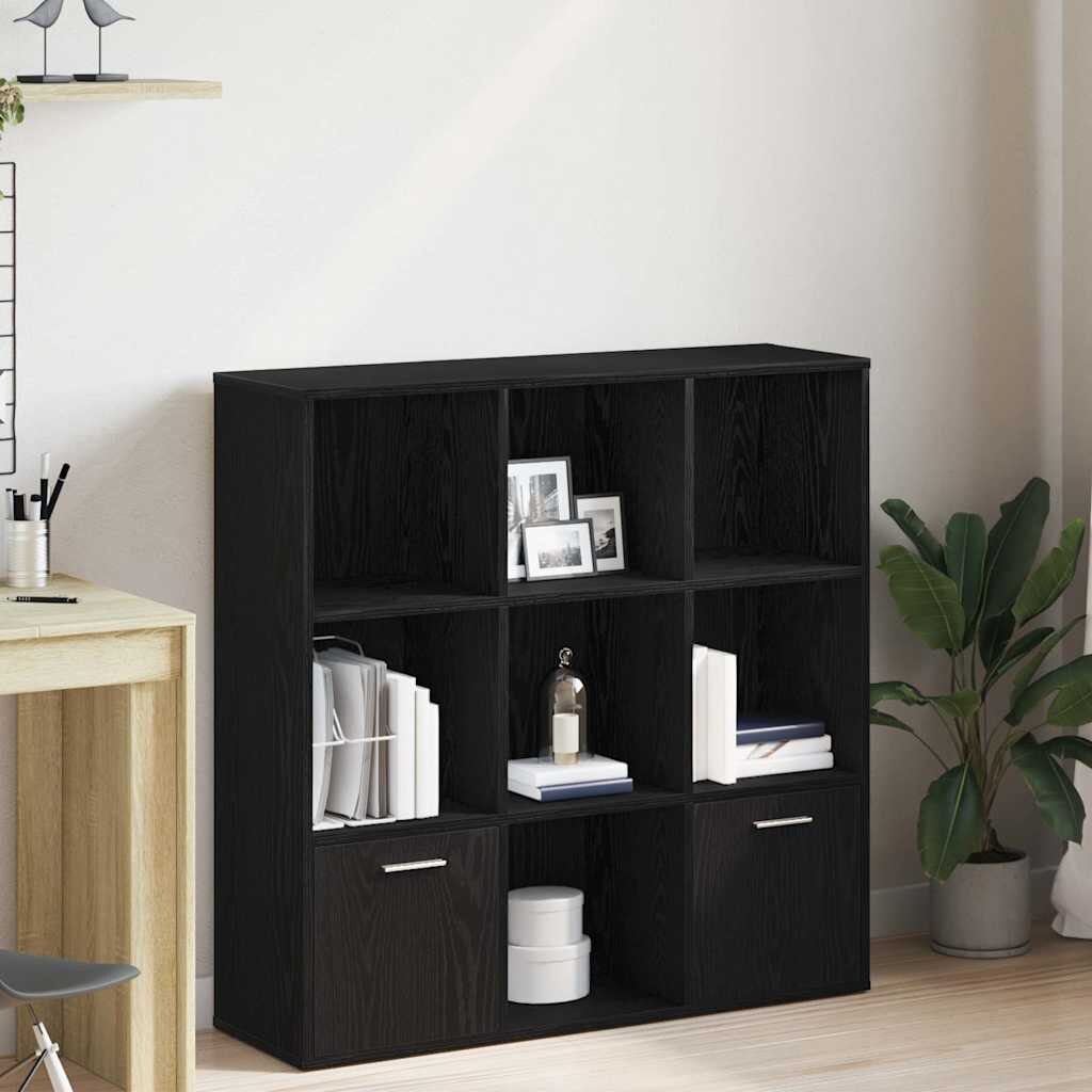 vidaXL Библиотека черен дъб 98x29x975 см инженерно дърво