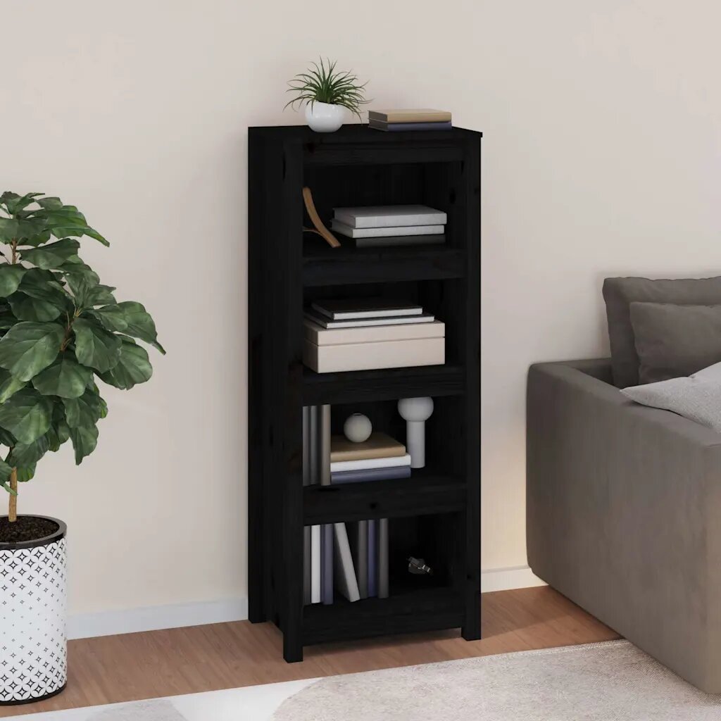 vidaXL Библиотека черна 50x35x1255 см бор масив