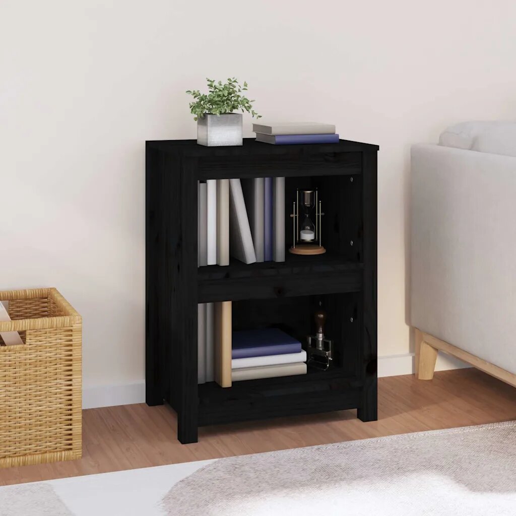 vidaXL Библиотека черна 50x35x68 см бор масив